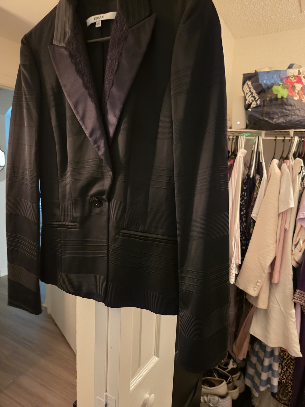 Gianfranco Ferre Black Textured Tuxedo Blazer